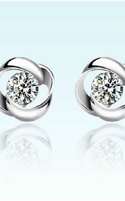 SS11002 S925 sterling silver diamond earrings retro style